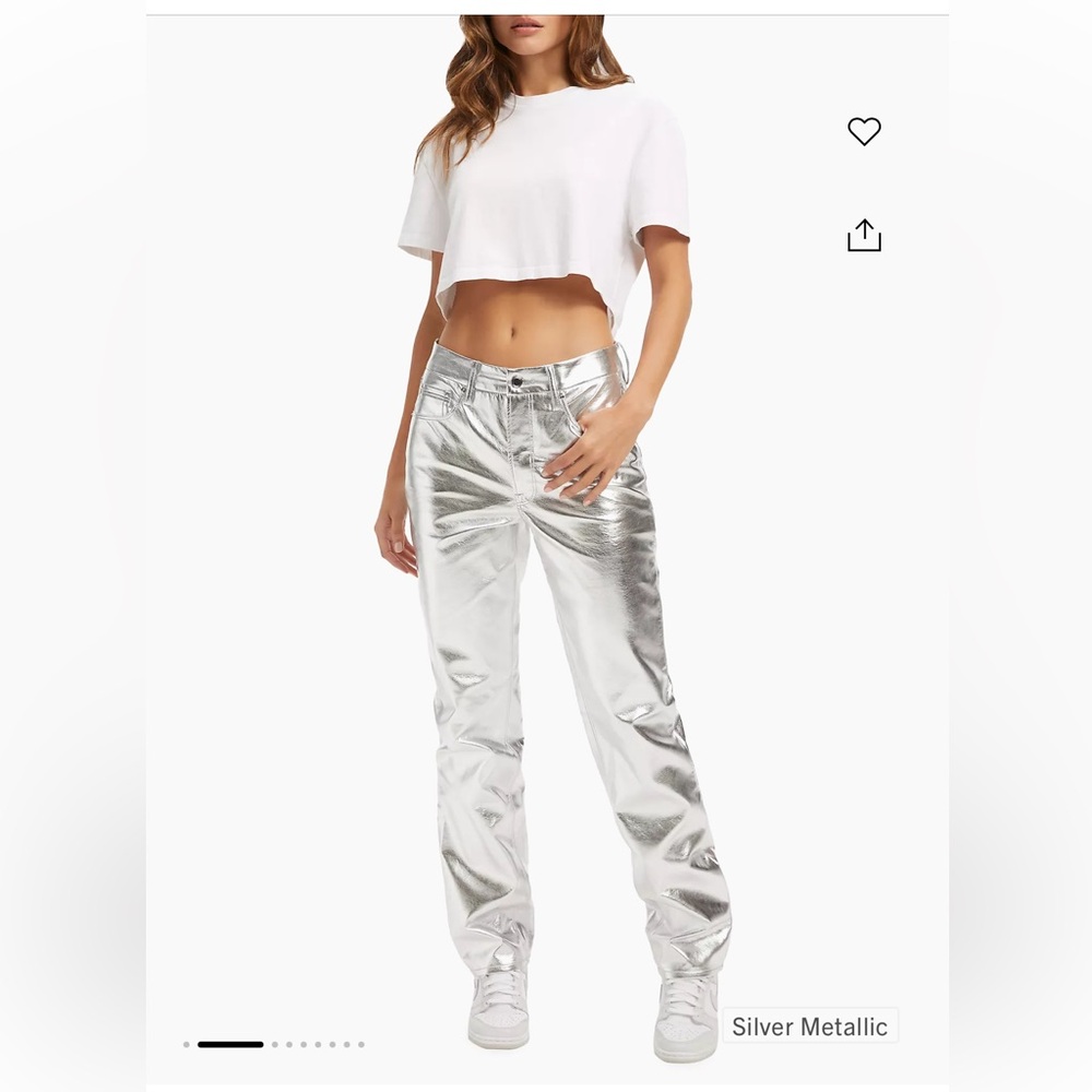 GOOD AMERICAN Good Icon Metallic Faux Leather Pants